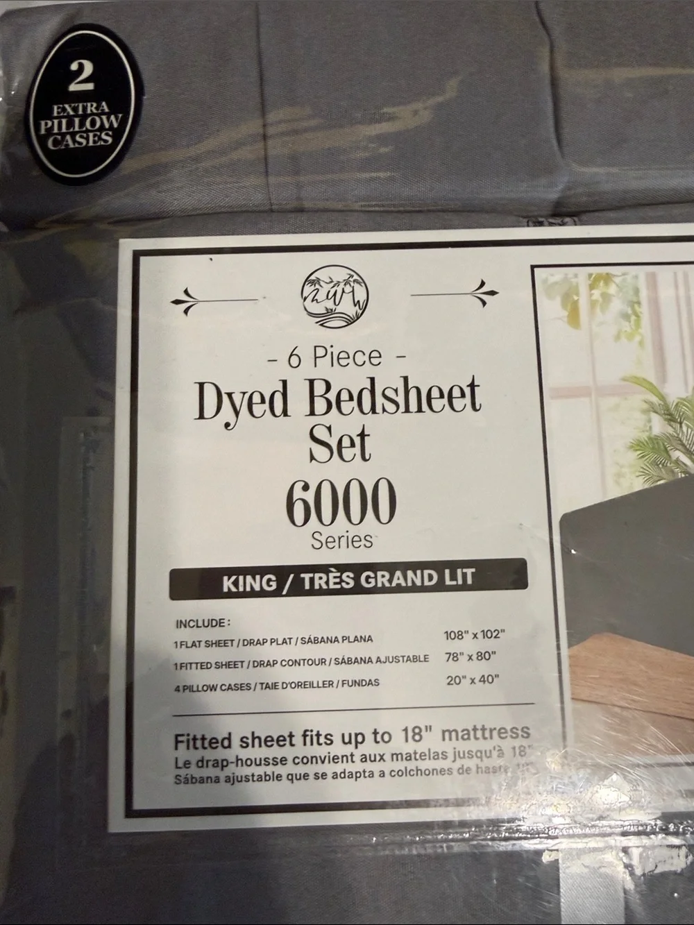 Dyed King Bed Sheet Set - Gray (6-Piece)